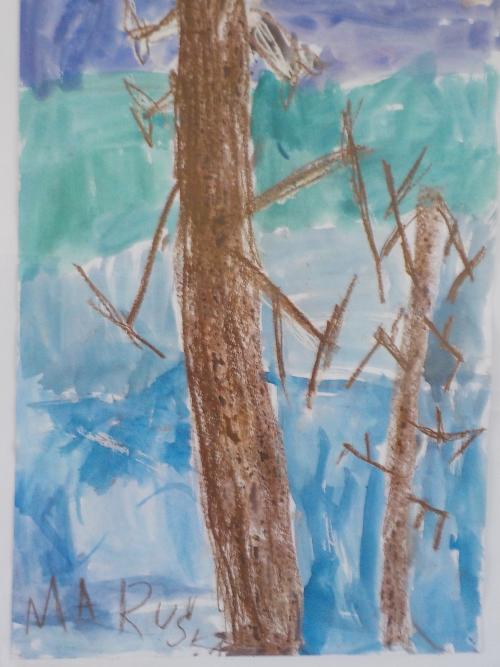 Příroda v zimě - stromy, žáci Výtvarné školičky 2, p. uč. J. Vinická