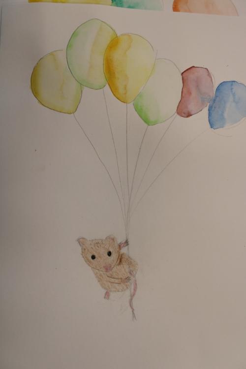 Procvičování akvarelové techniky + kresba pastelkou, 2.-4.roč., žáci p.uč.Langrové