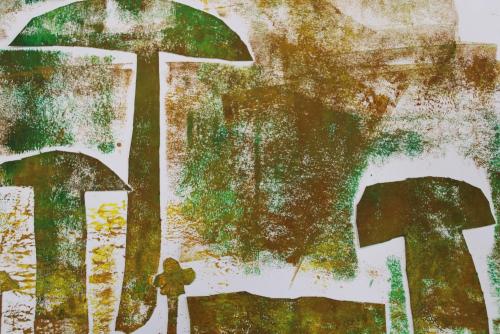 Jdeme na houby, výtvarná školička,tisk z koláže,Žáci p.uč.Langrové